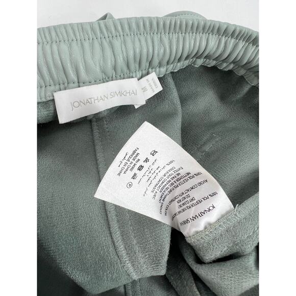 Jonathan Simkhai Doah Vegan Leather Drawstring Shorts in Lichen - Picture 8 of 11